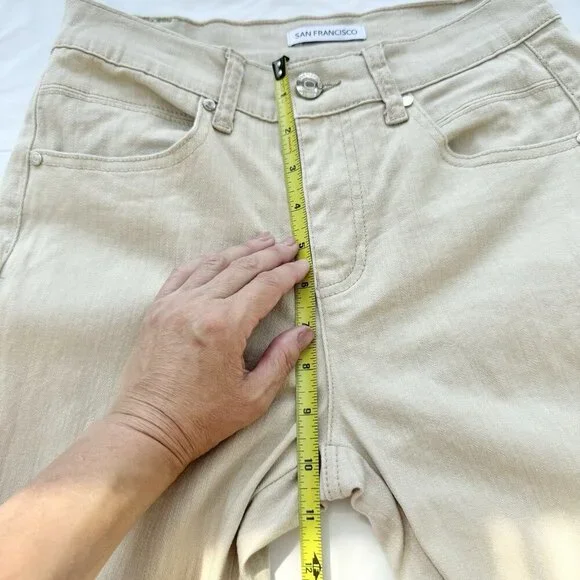 cropped pants women Size 5 Beige Stretch - Picture 13 of 14